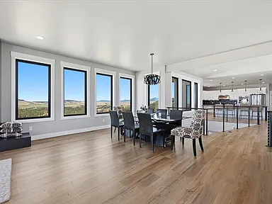Dining area with commissioned elk-base table